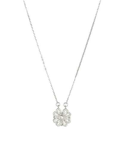 Priyaasi Hearts American Diamond Silver-Plated Necklace