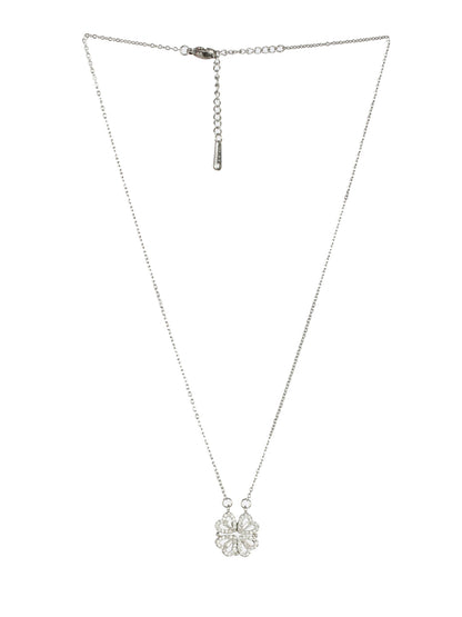Priyaasi Hearts American Diamond Silver-Plated Necklace