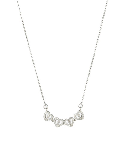Priyaasi Hearts American Diamond Silver-Plated Necklace