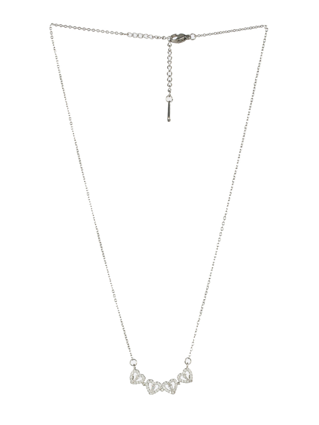 Priyaasi Hearts American Diamond Silver-Plated Necklace
