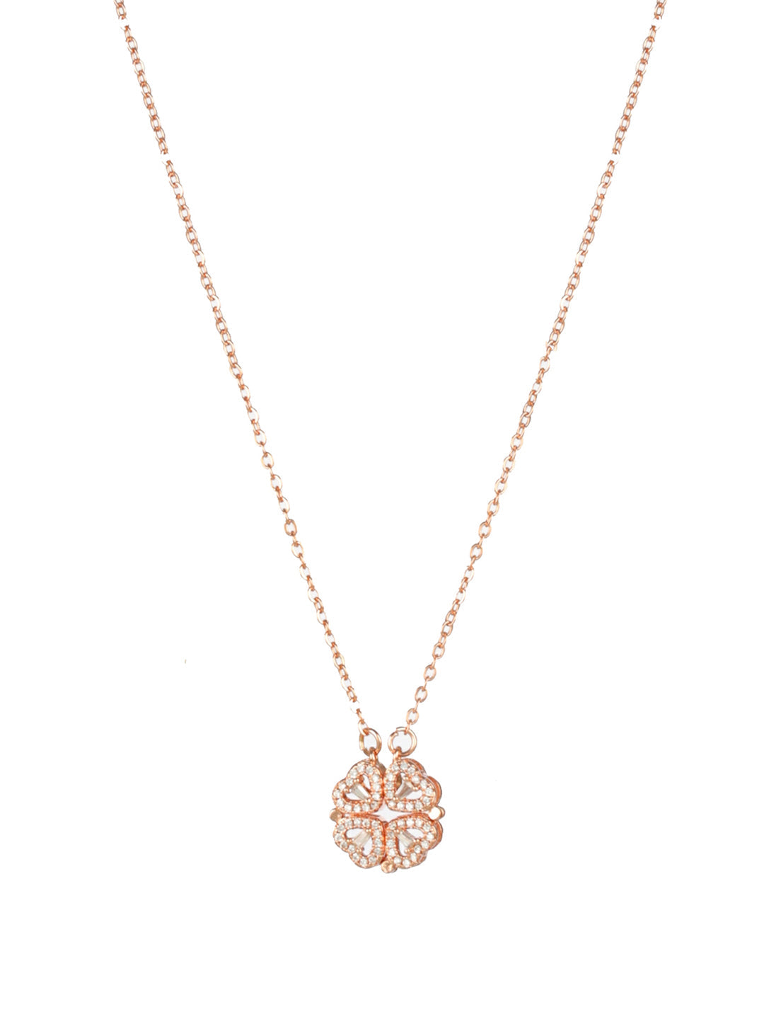 Priyaasi Hearts American Diamond Rose Gold-Plated Necklace