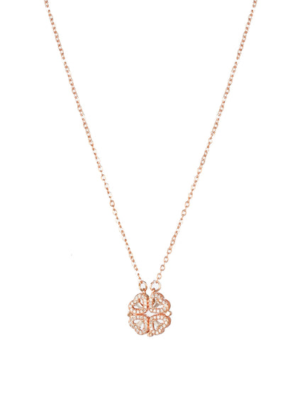 Priyaasi Hearts American Diamond Rose Gold-Plated Necklace
