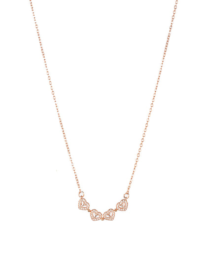 Priyaasi Hearts American Diamond Rose Gold-Plated Necklace