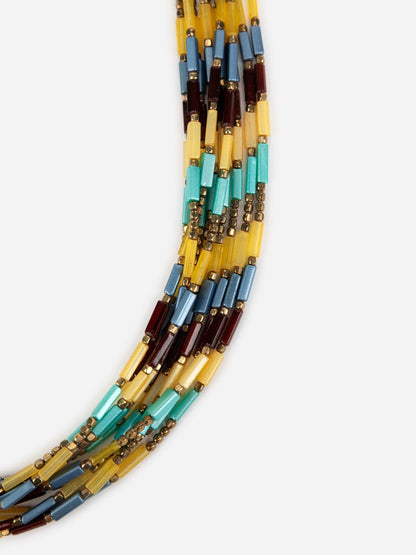 Multicolor Layered Beaded Gold-Plated Necklace