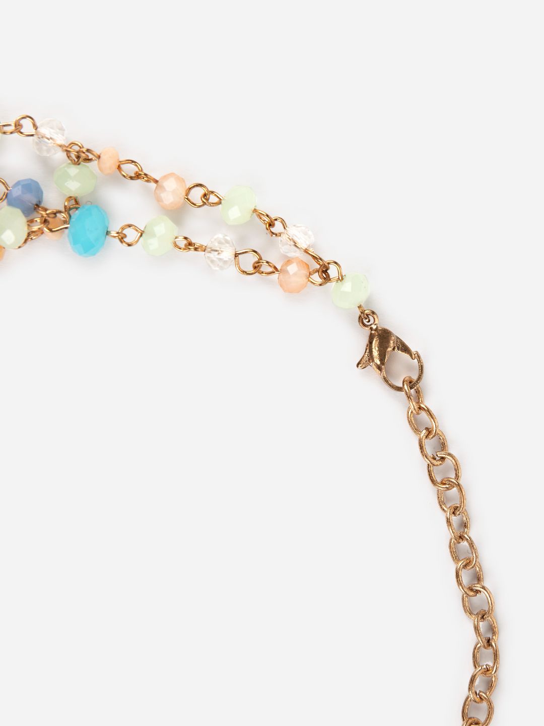 Multicolor Beaded Link Layered Gold-Plated Necklace