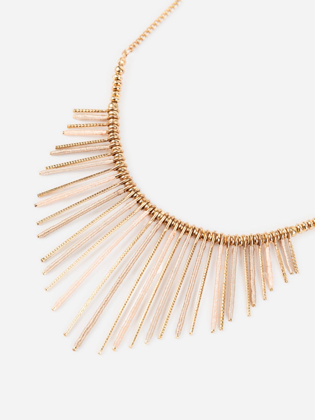 Golden Beaded Spike Rings Gold-Plated Necklace