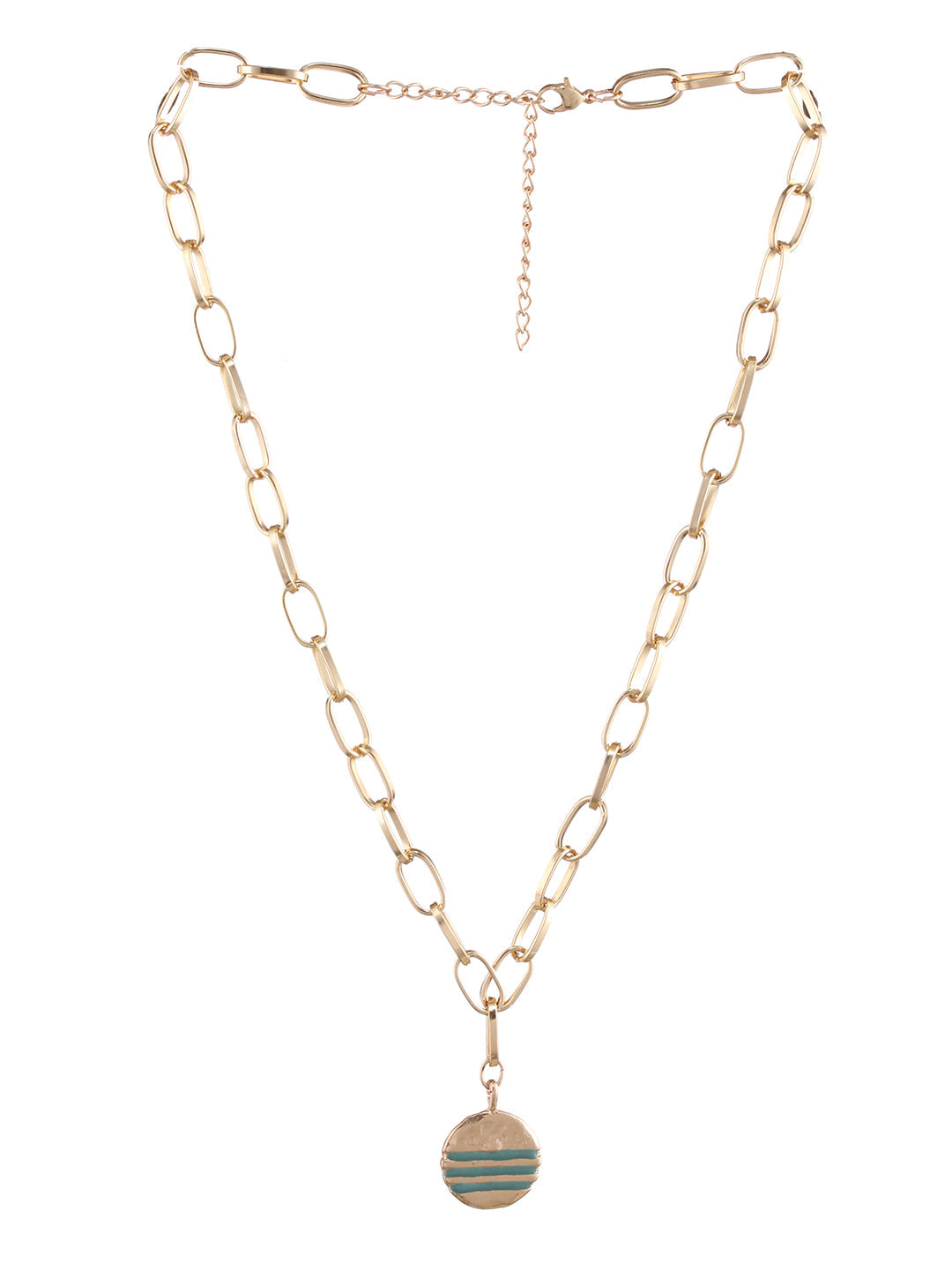 Striped Disc Link Chain Gold-Plated Necklace