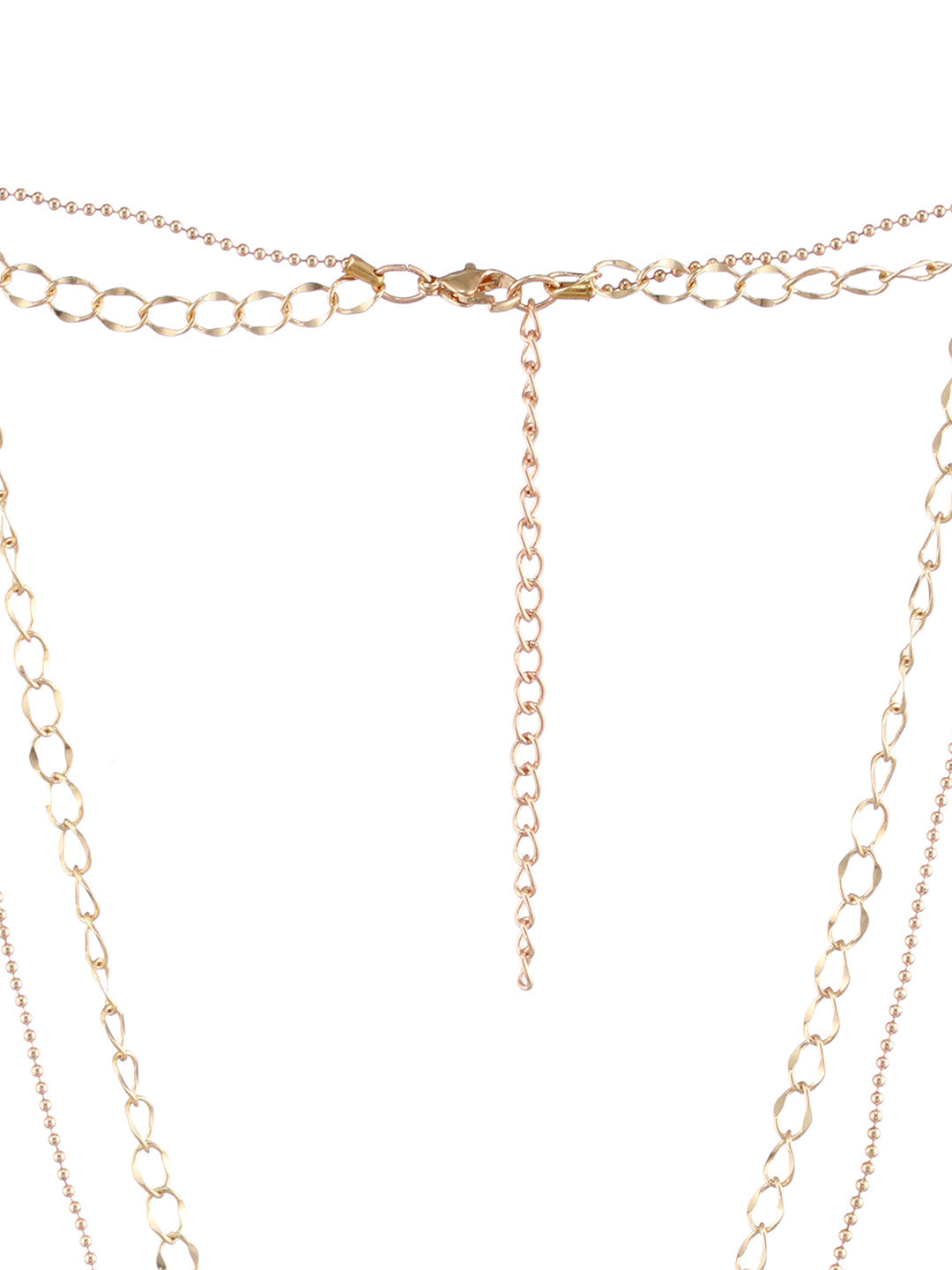Embossed Leaf Design Dual-Layered Gold-Plated Necklace