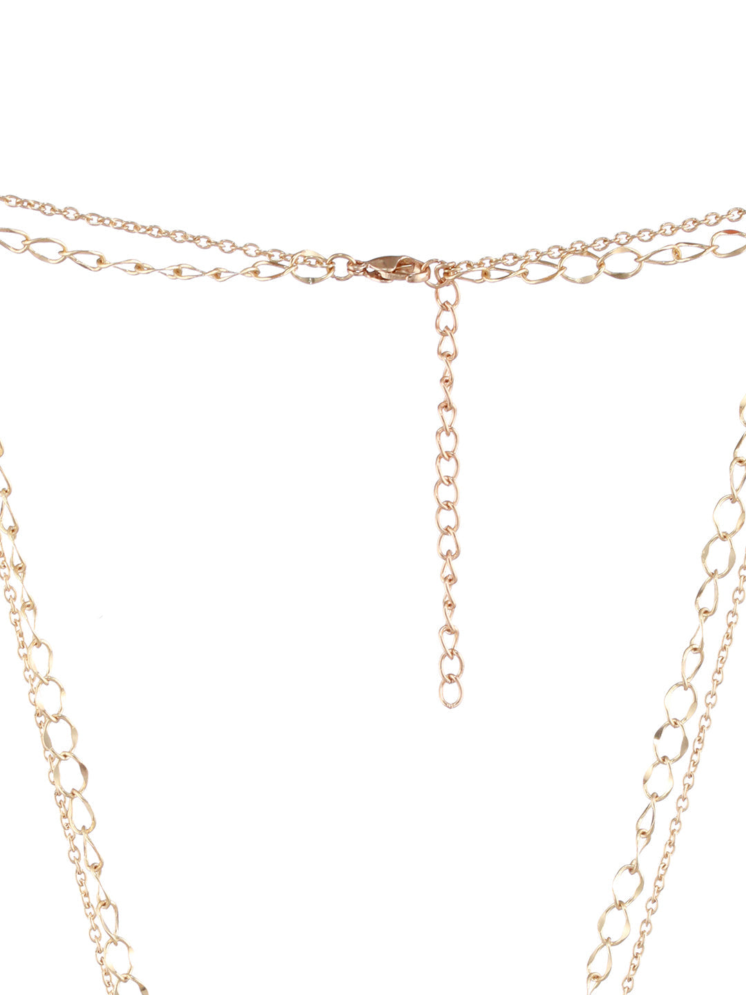 Dual-Layer Triangular Heart Drop Link Style Gold-Plated Necklace