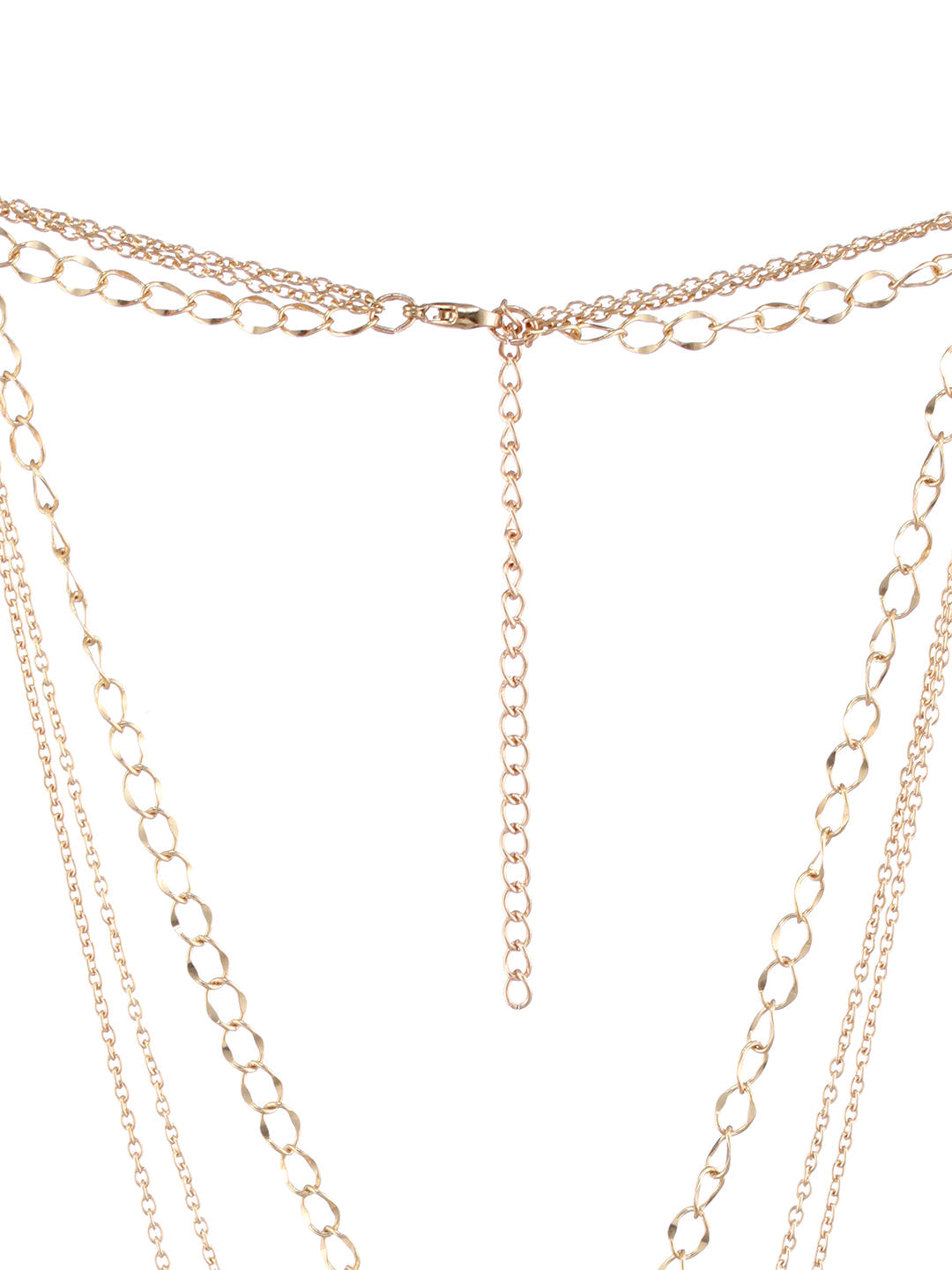 Floral Eye Design Layered Studded Gold-Plated Necklace