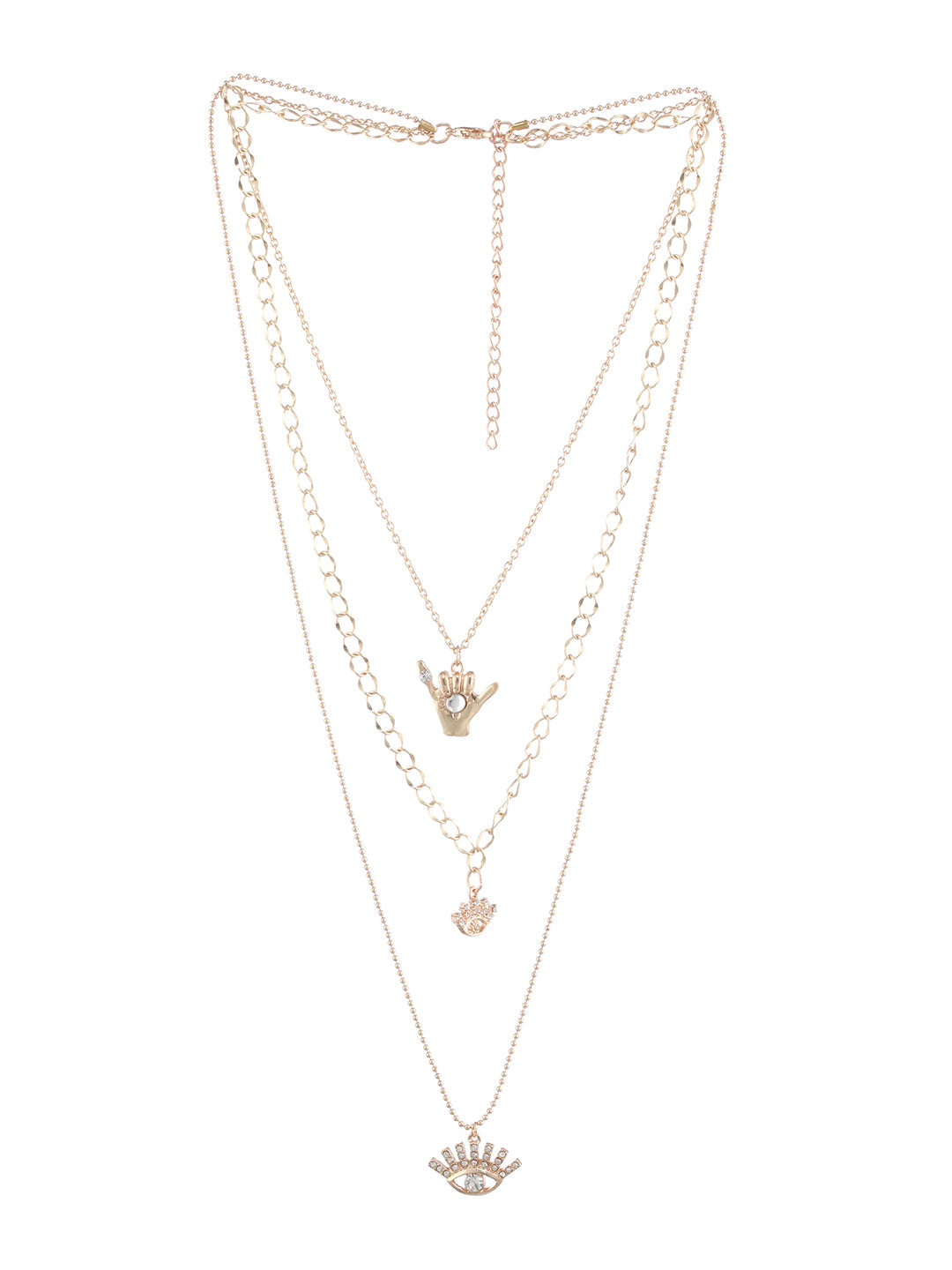 Layered Eye Design Gold-Plated Link Style Necklace
