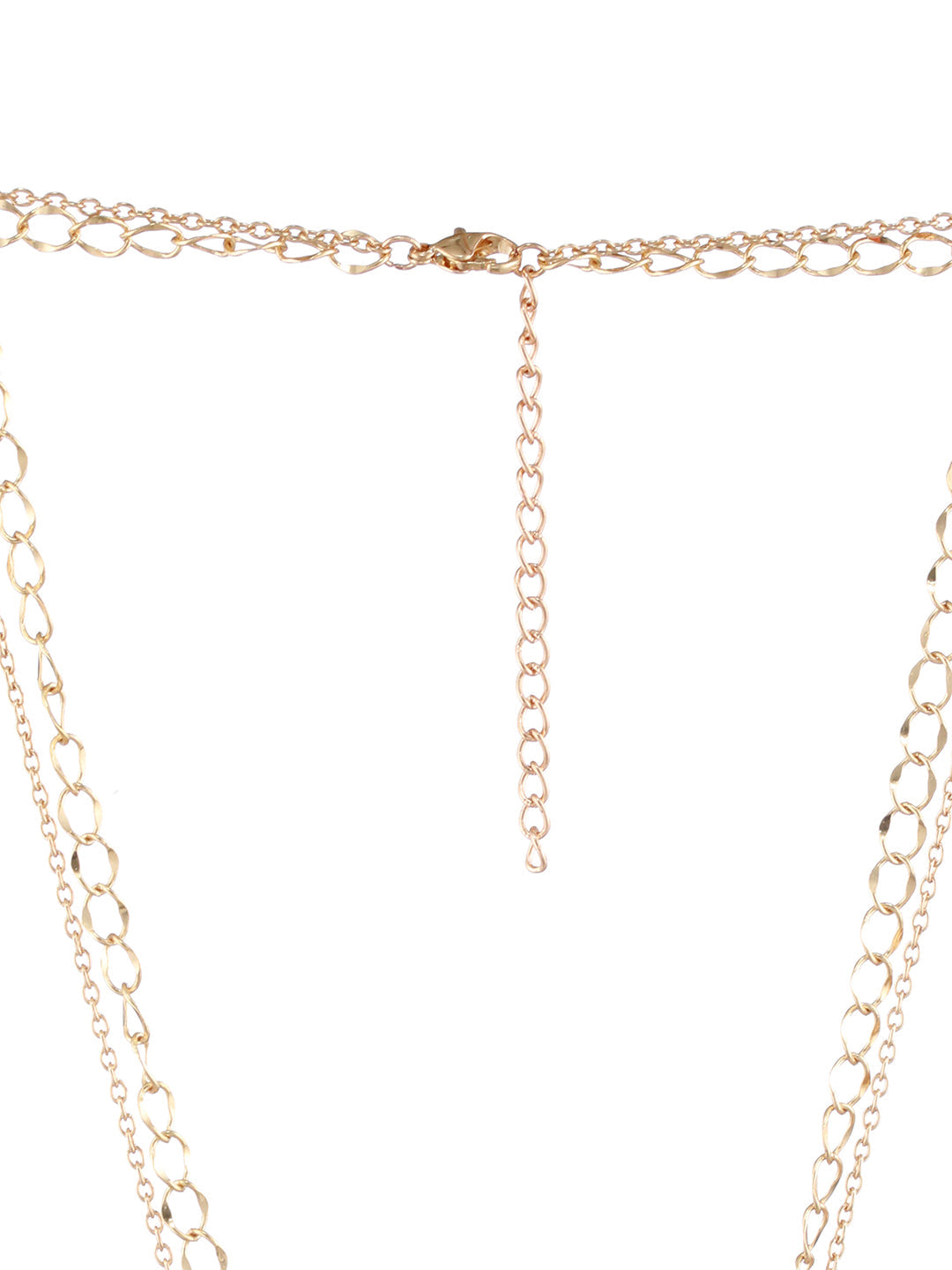 Round Embossed Flower Link Dual-Layered Gold-Plated Necklace