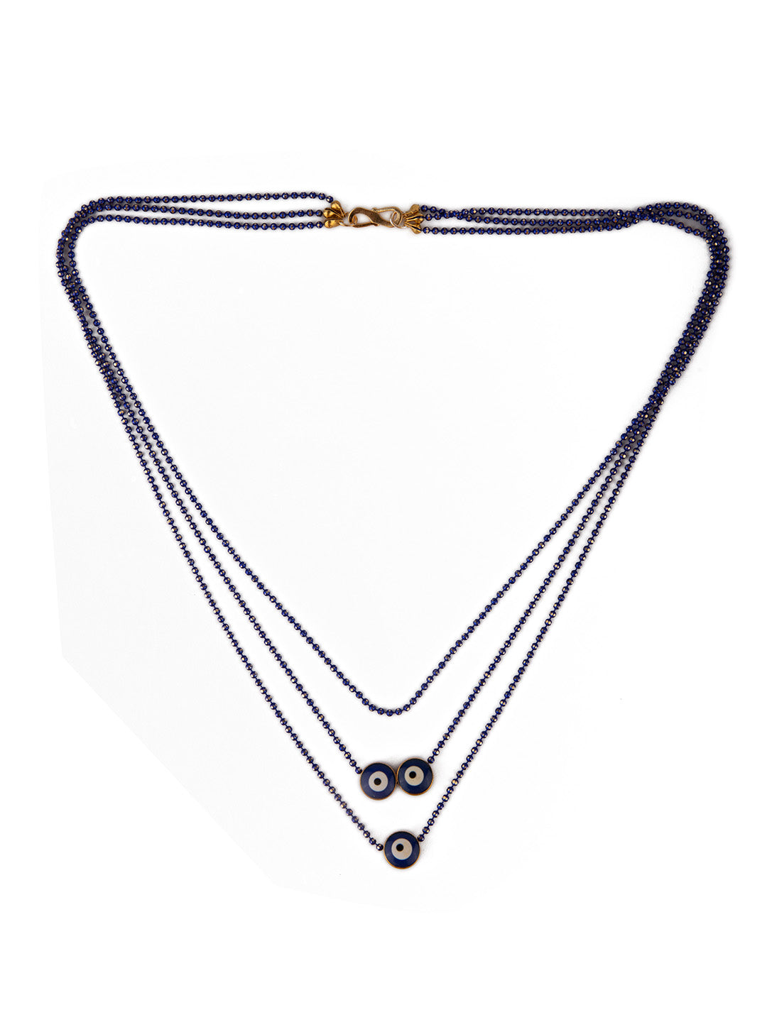 Prita by Priyaasi Triple Evil Eye Blue Beaded Necklace