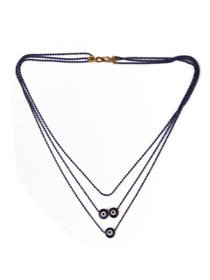 Prita by Priyaasi Triple Evil Eye Blue Beaded Necklace