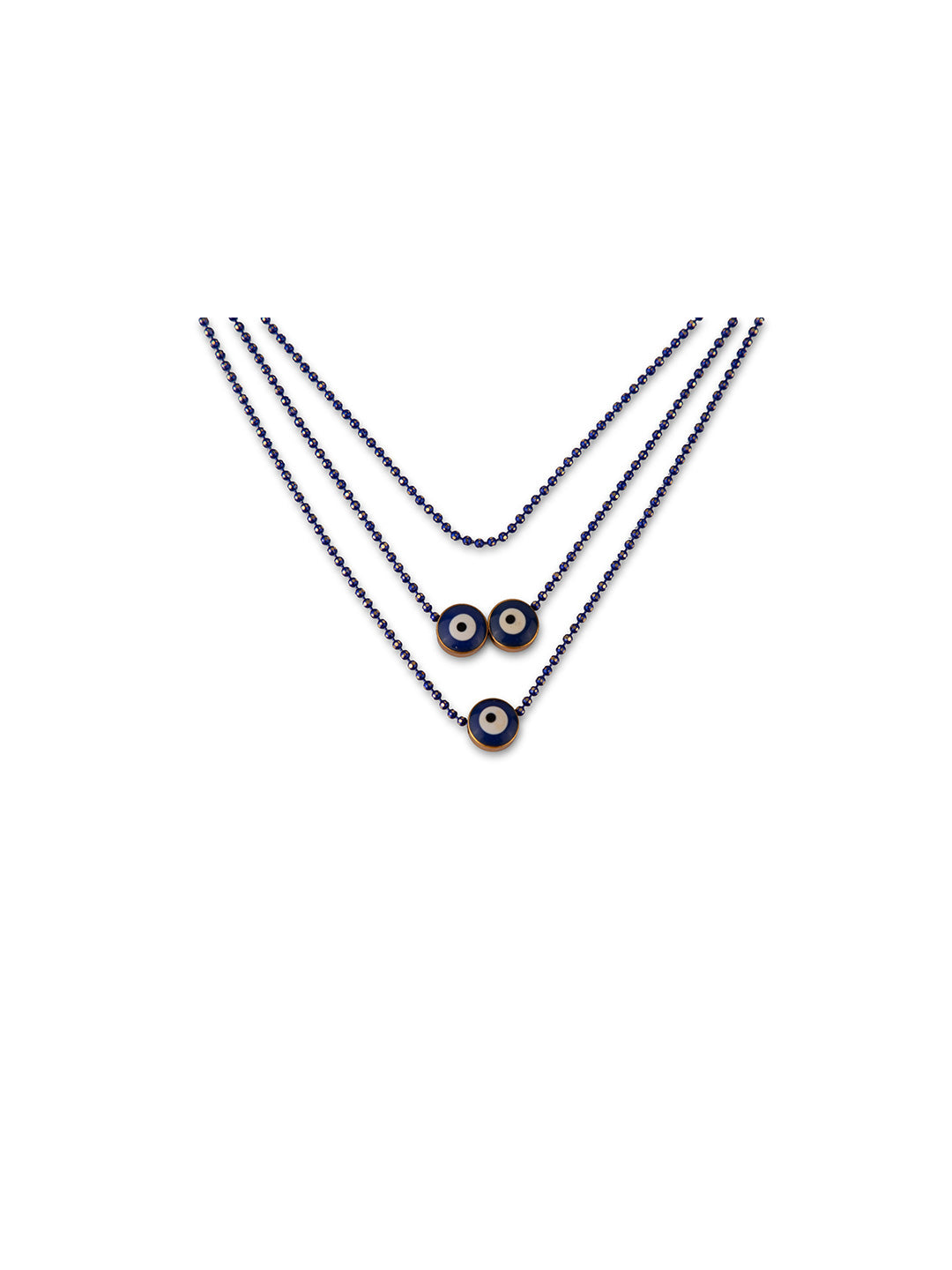Prita by Priyaasi Triple Evil Eye Blue Beaded Necklace