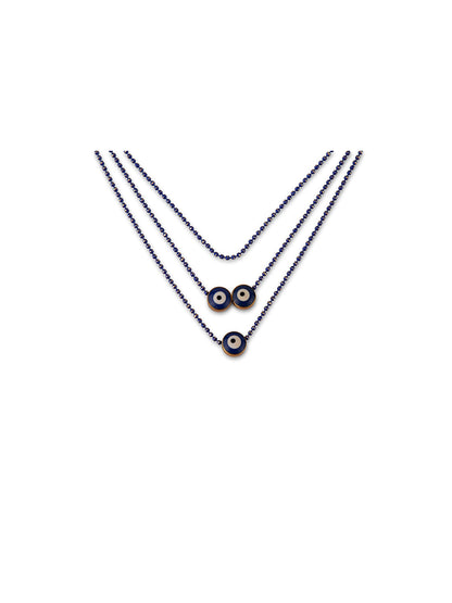 Prita by Priyaasi Triple Evil Eye Blue Beaded Necklace