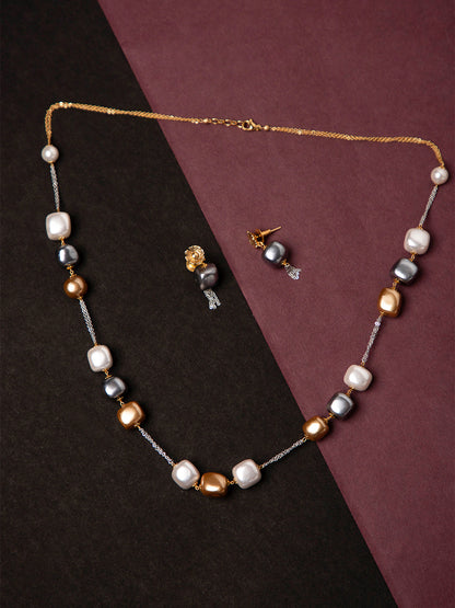 Priyaasi Triple Toned Seme Precious Stone Jewellery Set