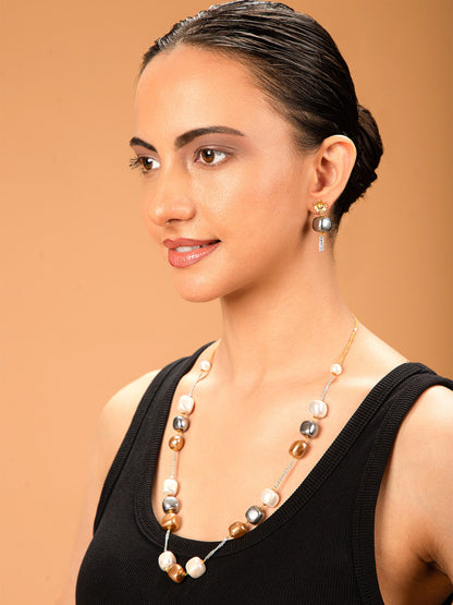 Priyaasi Triple Toned Seme Precious Stone Jewellery Set