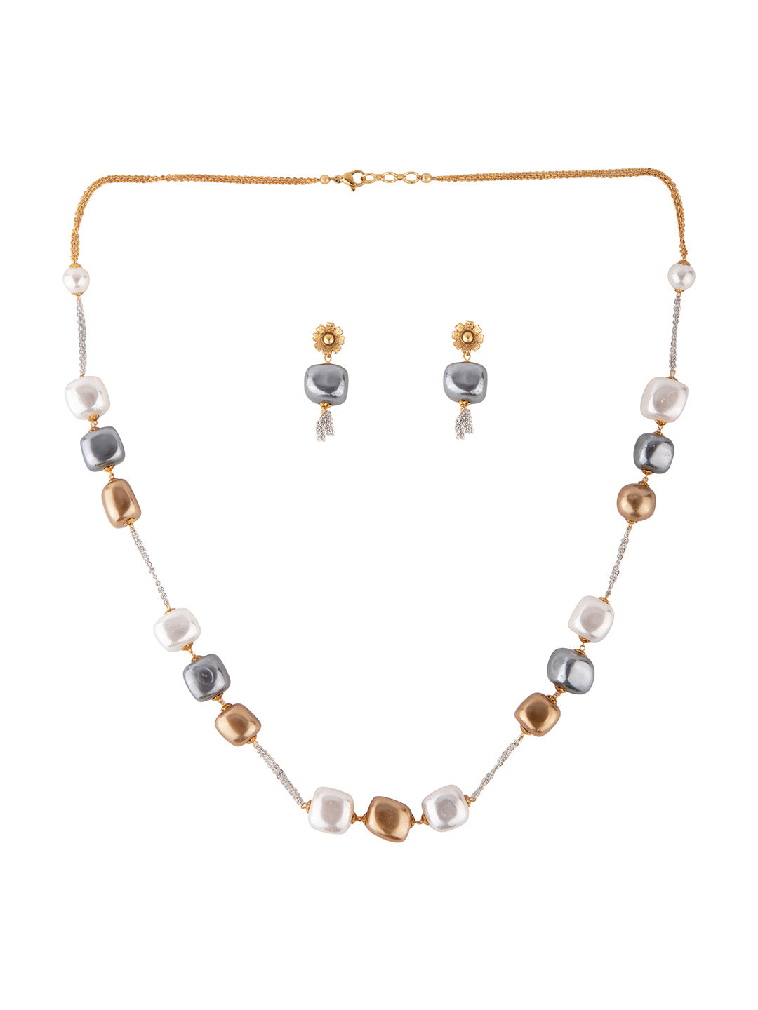 Priyaasi Triple Toned Seme Precious Stone Jewellery Set