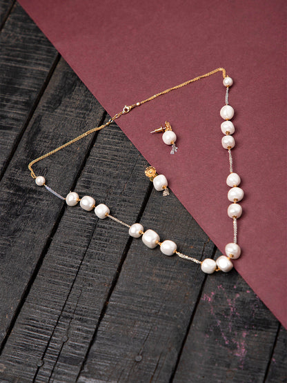 Priyaasi White Semi Precious Stone Jewellery Set
