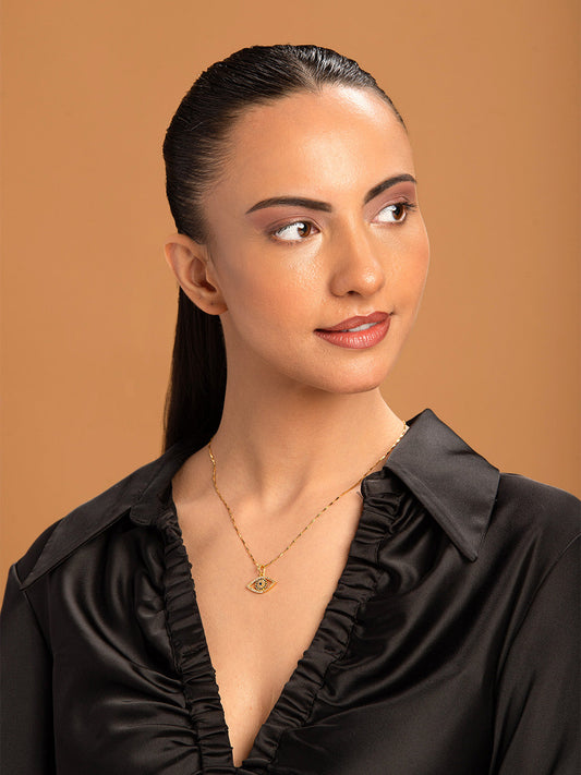 Prita by Priyaasi Stone Studded Evil Eye Gold Necklace