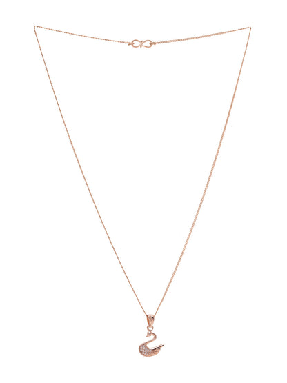 Priyaasi The Swan Symphony in Rose Gold Necklace