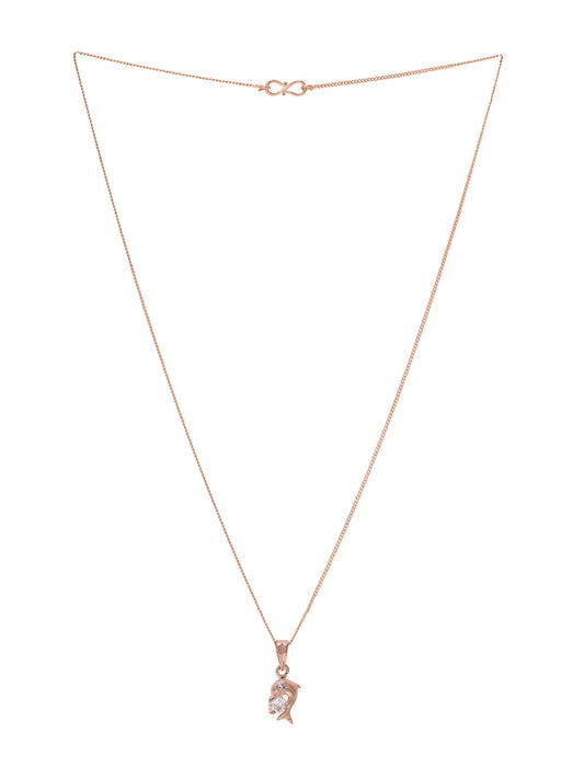 Priyaasi Aquatic Elegance Rose Gold-Plated Fish Pendant Necklace