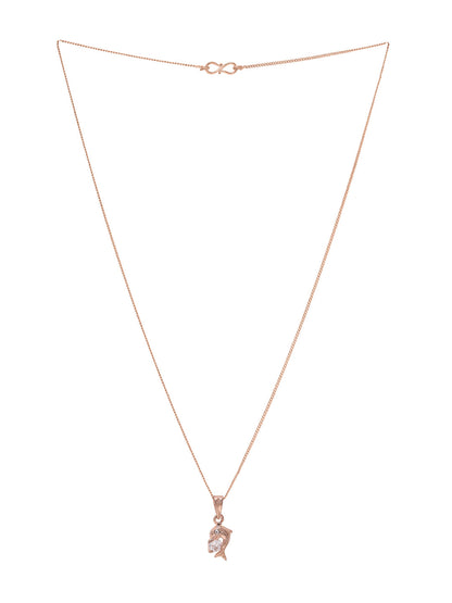Priyaasi Aquatic Elegance Rose Gold-Plated Fish Pendant Necklace