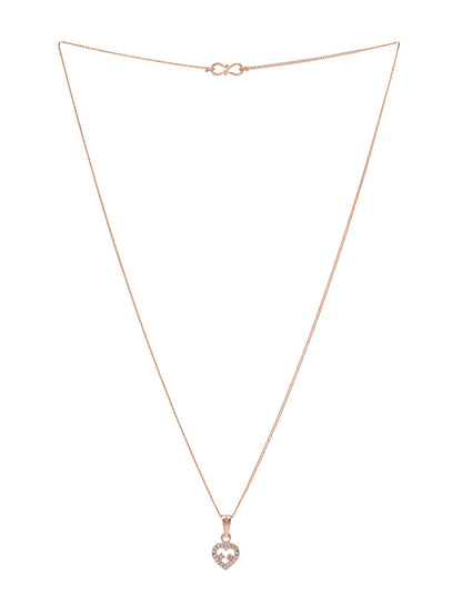 Priyaasi Romantic Rose Gold-Plated Heart Pendant Necklace