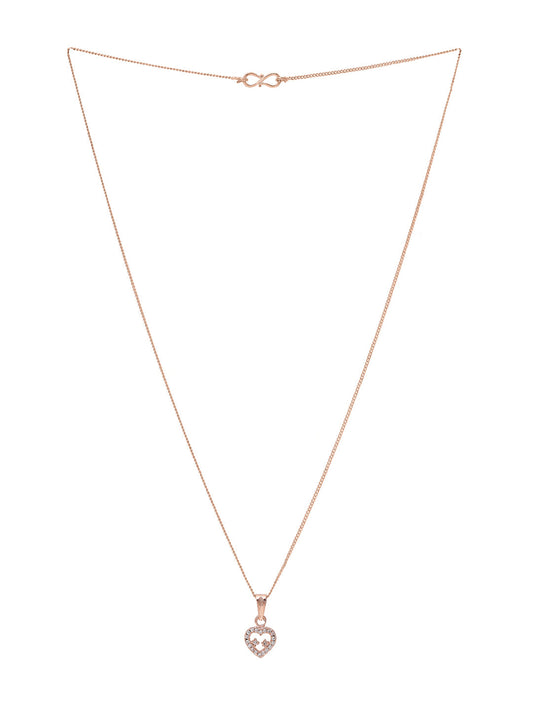 Priyaasi Romantic Rose Gold-Plated Heart Pendant Necklace