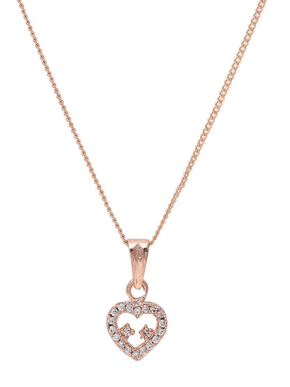 Priyaasi Romantic Rose Gold-Plated Heart Pendant Necklace