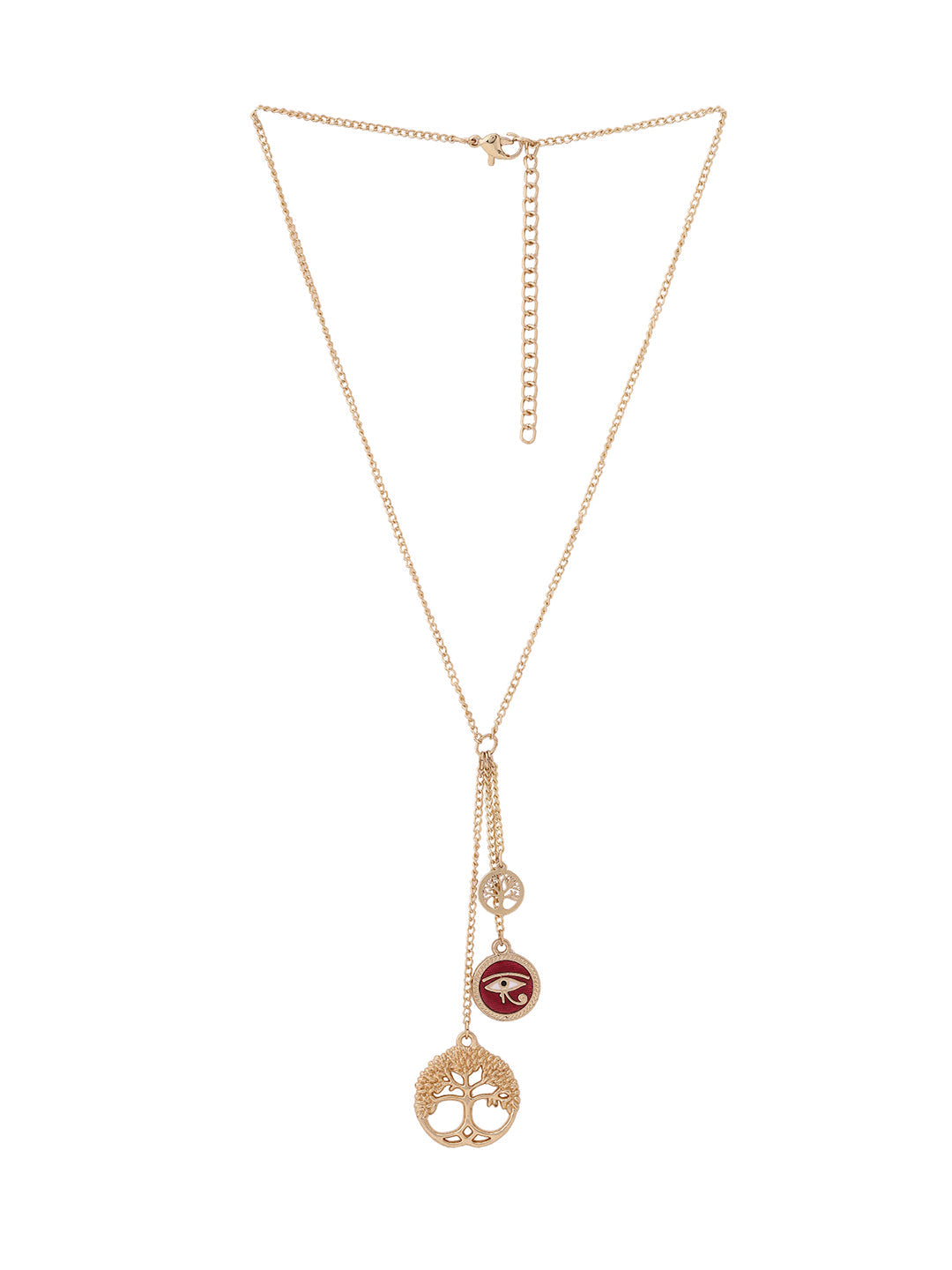 Priyaasi Red Evil Eye Tree Layered Pendant Necklace