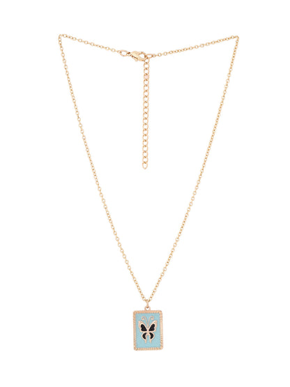 Priyaasi Blue Butterfly Pendant Gold Plated Necklace