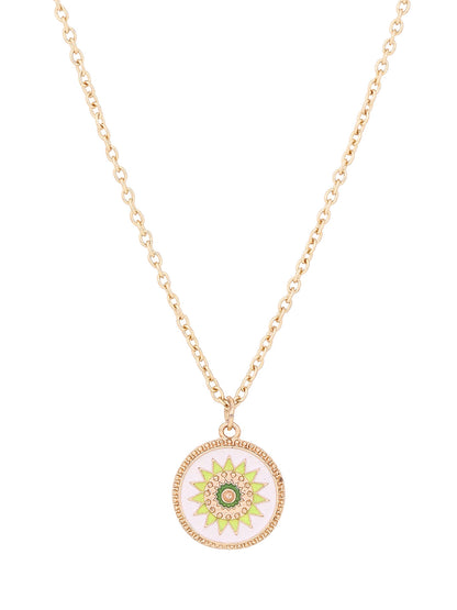 Priyaasi White Flower Pendant Gold Plated Necklace