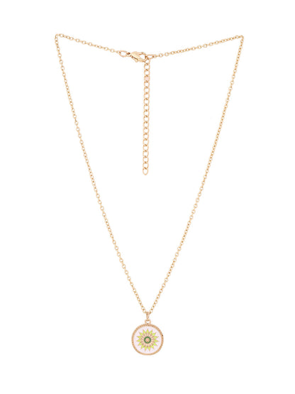 Priyaasi White Flower Pendant Gold Plated Necklace