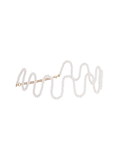 Priyaasi High Toned Pearl Balls Wave Shape Fancy Choker Necklace