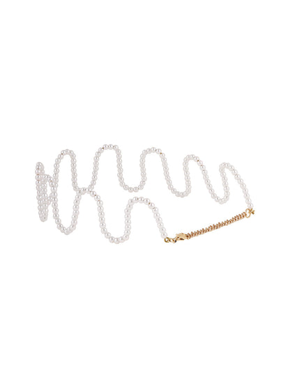 Priyaasi High Toned Pearl Balls Wave Shape Fancy Choker Necklace