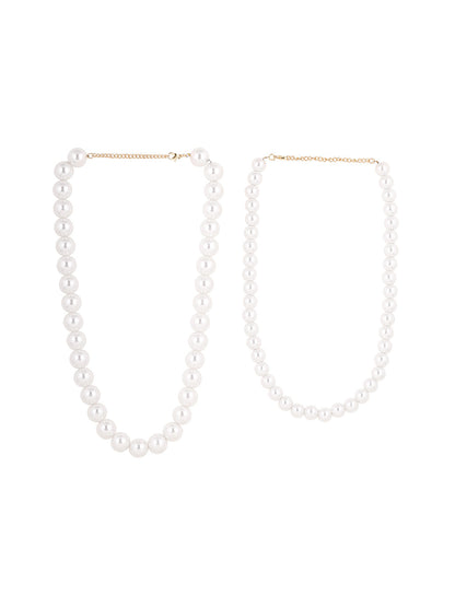 Priyaasi Pearl and Gold Balls Gold Plated Four Layered Necklace