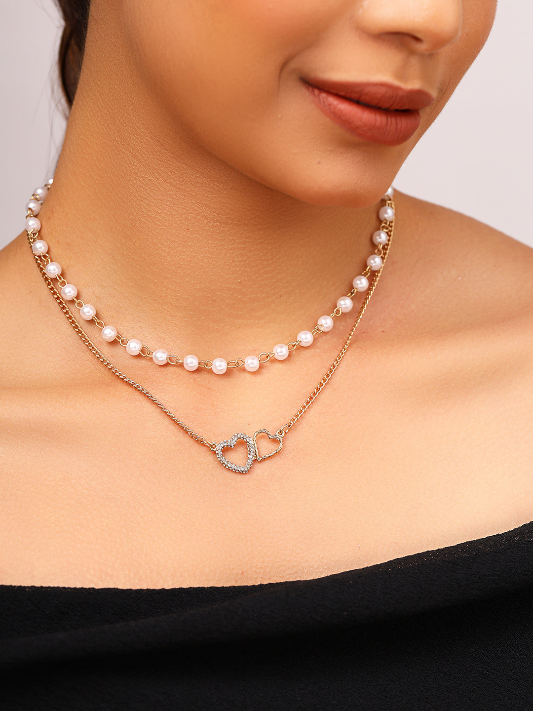 Priyaasi Gold Plated White Pearl Necklace