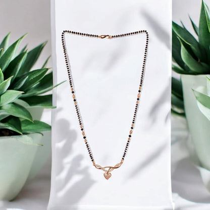 American Diamond Rose Gold Plated Designer Mangalsutra Pendant for Girls and Women (With Chain)