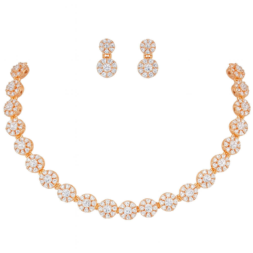 Rose Gold Plated AD Stone Jewelry Set for Women | Special Occasions, Wedding, Engagement, Dating | Anti Tarnish | Gift for Her