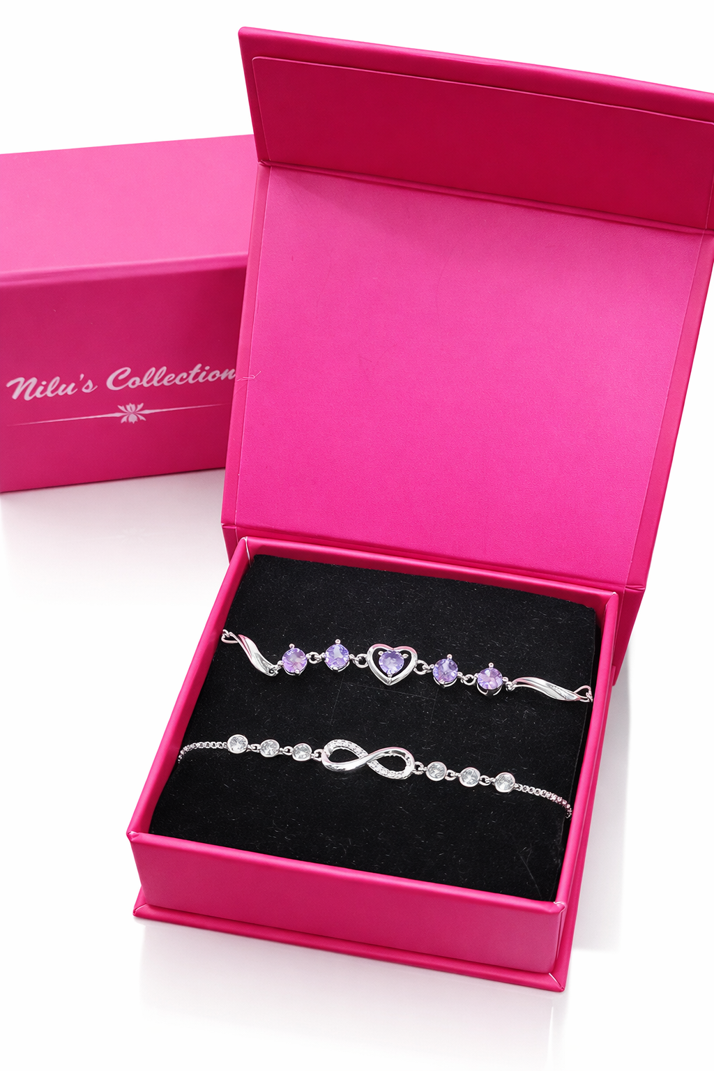 Fashion lovely Heart Silver Plated Valentine Gift Crystal Bracelet (Purple)