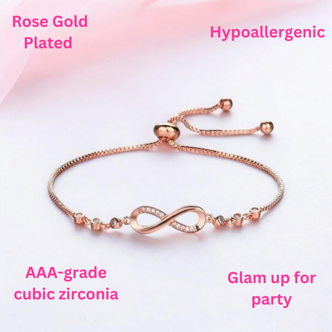 Rose Gold Plated Infinity Bracelet