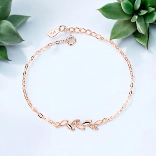Sleek Rose Gold Plated Leaf Bracelet