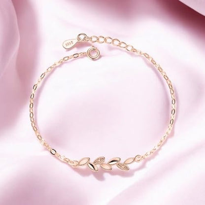 Sleek Rose Gold Plated Leaf Bracelet