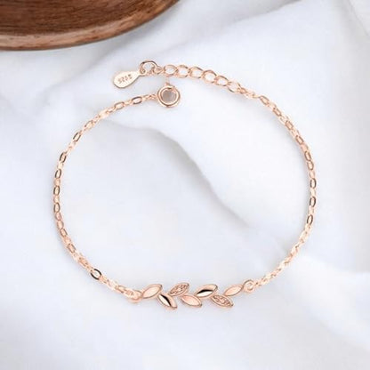 Sleek Rose Gold Plated Leaf Bracelet