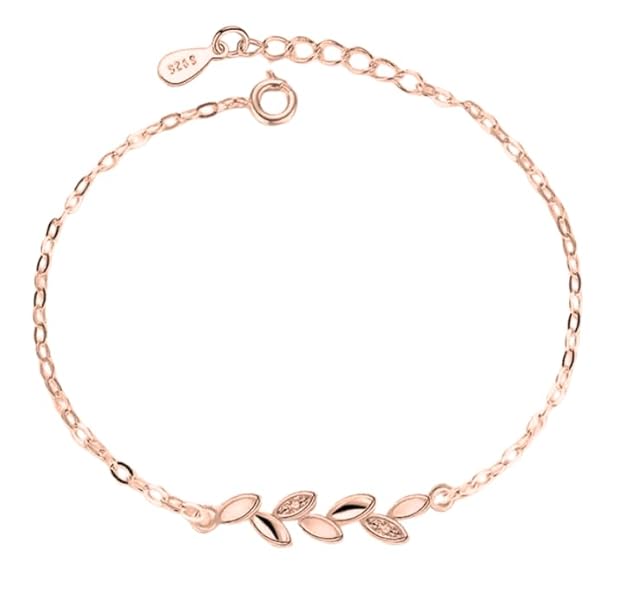 Sleek Silver Plated Leaf Bracelet