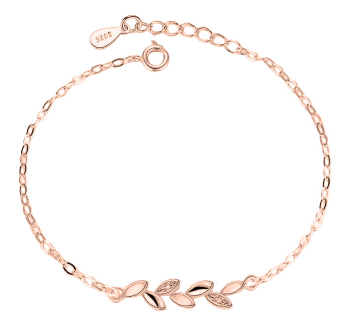 Sleek Rose Gold Plated Leaf Bracelet