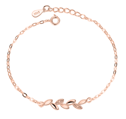 Sleek Rose Gold Plated Leaf Bracelet