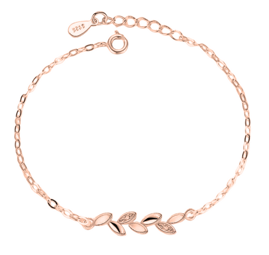 Sleek Rose Gold Plated Leaf Bracelet